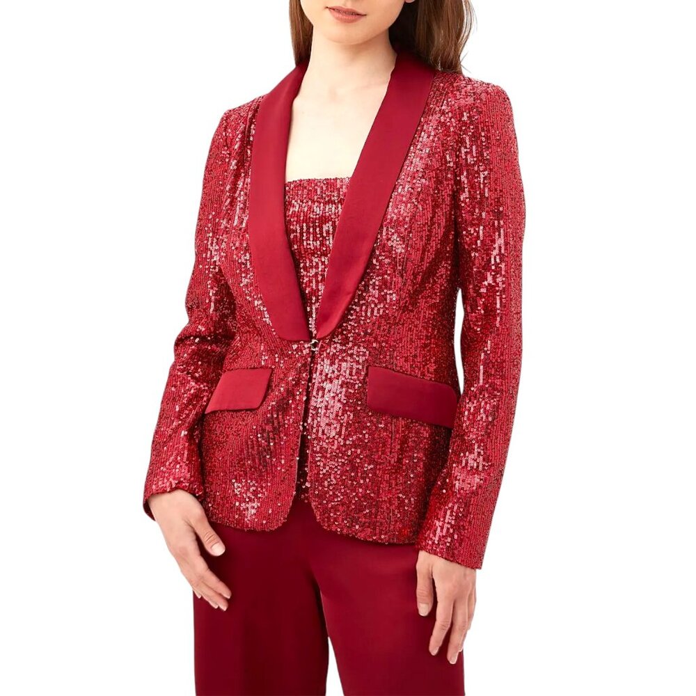 NWT Trina Turk Red Sequin Blazer Jacket Size 6 Party Holiday - MSRP $428